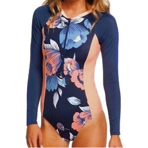 ROXY Fitness Long Sleeve Zip Front Swimsuit